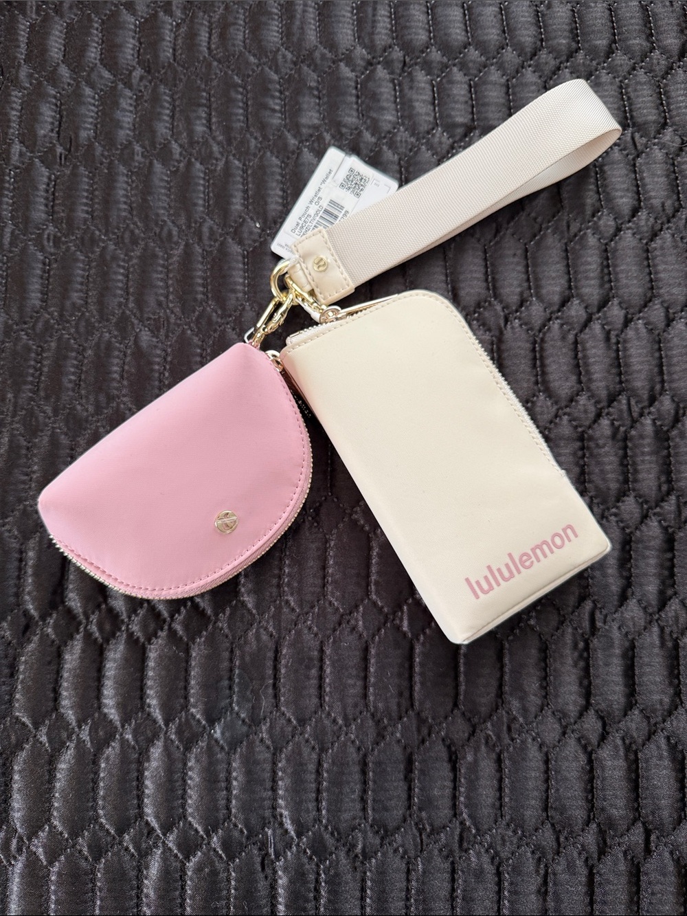lululemon athletica Pink & Cream Dual Pouch Wristlet Wallet